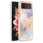 For Samsung Galaxy Z Flip4 Electroplating IMD TPU Phone Case with Ring(White Marble) - 1
