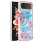 For Samsung Galaxy Z Flip4 Electroplating IMD TPU Phone Case with Ring(Blue Marble) - 1