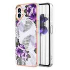 For Nothing Phone 1 Electroplating IMD TPU Phone Case with Ring(Purple Flower) - 1