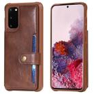 For Galaxy S20 Shockproof Horizontal Flip Protective Case with Holder & Card Slots & Wallet & Photo Frame & Short Lanyard(Coffee) - 1
