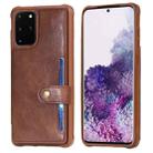 For Galaxy S20 Plus Shockproof Horizontal Flip Protective Case with Holder & Card Slots & Wallet & Photo Frame & Short Lanyard(Coffee) - 1