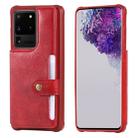 For Galaxy S20 Ultra Shockproof Horizontal Flip Protective Case with Holder & Card Slots & Wallet & Photo Frame & Short Lanyard(Red) - 1