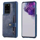 For Galaxy S20 Ultra Shockproof Horizontal Flip Protective Case with Holder & Card Slots & Wallet & Photo Frame & Short Lanyard(Blue) - 1