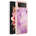 For Samsung Galaxy Z Flip4 Electroplating Marble Pattern IMD TPU Phone Case(Purple 001) - 1