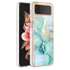 For Samsung Galaxy Z Flip4 Electroplating Marble Pattern IMD TPU Phone Case(Green 003) - 1