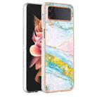For Samsung Galaxy Z Flip4 Electroplating Marble Pattern IMD TPU Phone Case(Green 004) - 1