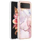 For Samsung Galaxy Z Flip4 Electroplating Marble Pattern IMD TPU Phone Case(Rose Gold 005) - 1