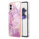 For Nothing Phone 1 Electroplating Marble Pattern IMD TPU Phone Case(Purple 001) - 1