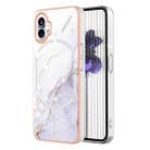 For Nothing Phone 1 Electroplating Marble Pattern IMD TPU Phone Case(White 006) - 1