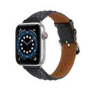 Diamond Lattice Genuine Leather Watch Band for Apple Watch Series 8&7 41mm / SE 2&6&SE&5&4 40mm / 3&2&1 38mm(Black) - 1