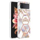 For Samsung Galaxy Z Flip4 Electroplating Marble Flower Pattern TPU Phone Case(Crown) - 1