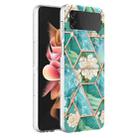 For Samsung Galaxy Z Flip4 Electroplating Marble Flower Pattern TPU Phone Case(Blue Flower) - 1