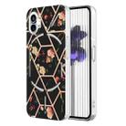 For Nothing Phone 1 Electroplating Marble Flower Pattern TPU Phone Case(Black Flower) - 1