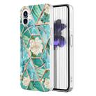 For Nothing Phone 1 Electroplating Marble Flower Pattern TPU Phone Case(Blue Flower) - 1