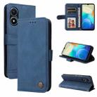 For vivo Y02s Skin Feel Life Tree Metal Button Leather Phone Case(Blue) - 1