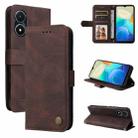 For vivo Y02s Skin Feel Life Tree Metal Button Leather Phone Case(Brown) - 1