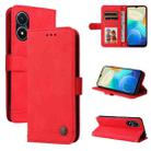 For vivo Y02s Skin Feel Life Tree Metal Button Leather Phone Case(Red) - 1