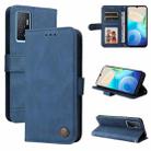 For vivo Y75 4G / S10e Skin Feel Life Tree Metal Button Leather Phone Case(Blue) - 1