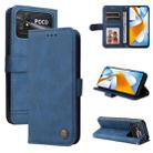 For Xiaomi Poco C40 Skin Feel Life Tree Metal Button Leather Phone Case(Blue) - 1