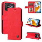 For Xiaomi Poco C40 Skin Feel Life Tree Metal Button Leather Phone Case(Red) - 1