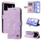 For Xiaomi Poco M4 5G Skin Feel Life Tree Metal Button Leather Phone Case(Purple) - 1