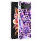 For Samsung Galaxy Z Flip4 Electroplating IMD Splicing Marble TPU Phone Case(Dark Purple) - 1