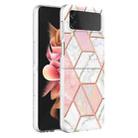 For Samsung Galaxy Z Flip4 Electroplating IMD Splicing Marble TPU Phone Case(Pink White) - 1
