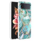 For Samsung Galaxy Z Flip4 Electroplating IMD Splicing Marble TPU Phone Case(Blue) - 1