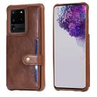 For Galaxy S20 Ultra Shockproof Horizontal Flip Protective Case with Holder & Card Slots & Wallet & Photo Frame & Short + Long Lanyard(Coffee) - 1