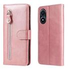 For vivo Y02s Calf Texture Zipper Leather Phone Case(Rose Gold) - 1