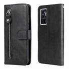 For vivo Y75 4G / S10e Calf Texture Zipper Leather Phone Case(Black) - 1