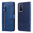 For vivo Y75 4G / S10e Calf Texture Zipper Leather Phone Case(Blue) - 1