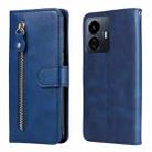 For vivo Y77 5G Calf Texture Zipper Leather Phone Case(Blue) - 1