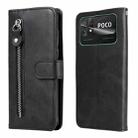 For Xiaomi Poco C40 Calf Texture Zipper Leather Phone Case(Black) - 1
