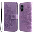 For vivo Y02s 7-petal Flowers Embossing Leather Phone Case(Light Purple) - 1