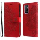 For vivo Y75 4G / S10e 7-petal Flowers Embossing Leather Phone Case(Red) - 1