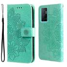 For vivo Y75 4G / S10e 7-petal Flowers Embossing Leather Phone Case(Green) - 1