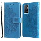 For vivo Y75 4G / S10e 7-petal Flowers Embossing Leather Phone Case(Blue) - 1