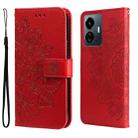 For vivo Y77 5G 7-petal Flowers Embossing Leather Phone Case(Red) - 1