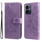 For vivo Y77 5G 7-petal Flowers Embossing Leather Phone Case(Light Purple) - 1