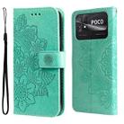 For Xiaomi Poco C40 7-petal Flowers Embossing Leather Phone Case(Green) - 1