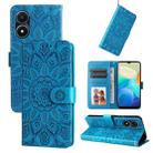 For vivo Y02s Embossed Sunflower Leather Phone Case(Blue) - 1