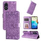 For vivo Y02s Embossed Sunflower Leather Phone Case(Purple) - 1