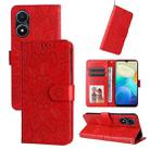 For vivo Y02s Embossed Sunflower Leather Phone Case(Red) - 1
