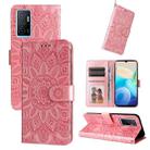 For vivo Y75 4G / S10e Embossed Sunflower Leather Phone Case(Pink) - 1