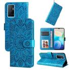 For vivo Y75 4G / S10e Embossed Sunflower Leather Phone Case(Blue) - 1