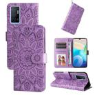 For vivo Y75 4G / S10e Embossed Sunflower Leather Phone Case(Purple) - 1