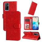 For vivo Y75 4G / S10e Embossed Sunflower Leather Phone Case(Red) - 1