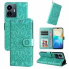 For vivo Y77 5G Embossed Sunflower Leather Phone Case(Green) - 1