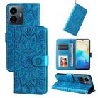 For vivo Y77 5G Embossed Sunflower Leather Phone Case(Blue) - 1